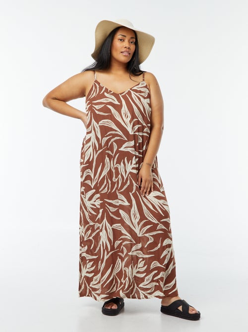 Robe fluide longue avec fines bretelles réglables - Kiabi