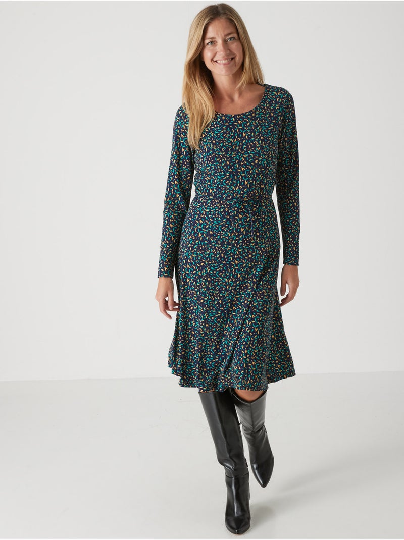 Robe fluide manches longues - DAXON Bleu Vert clair Bleu - Kiabi