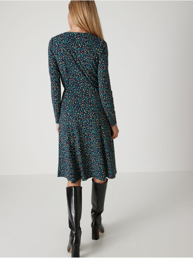 Robe fluide manches longues - DAXON Bleu Vert clair Bleu - Kiabi