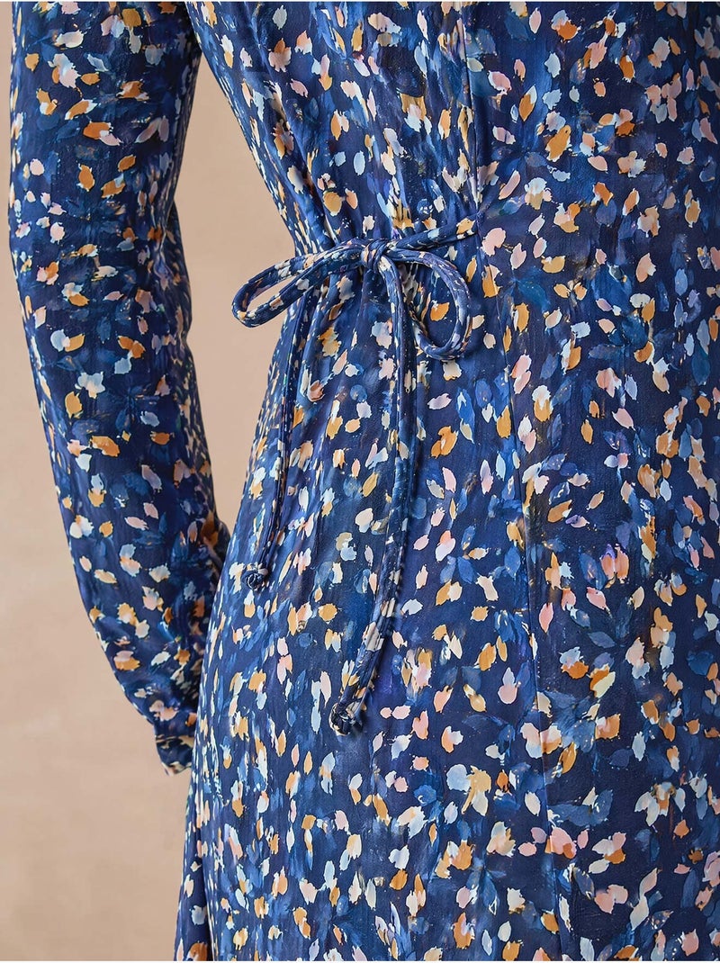 Robe fluide manches longues - DAXON Marine/Multicolore - Kiabi
