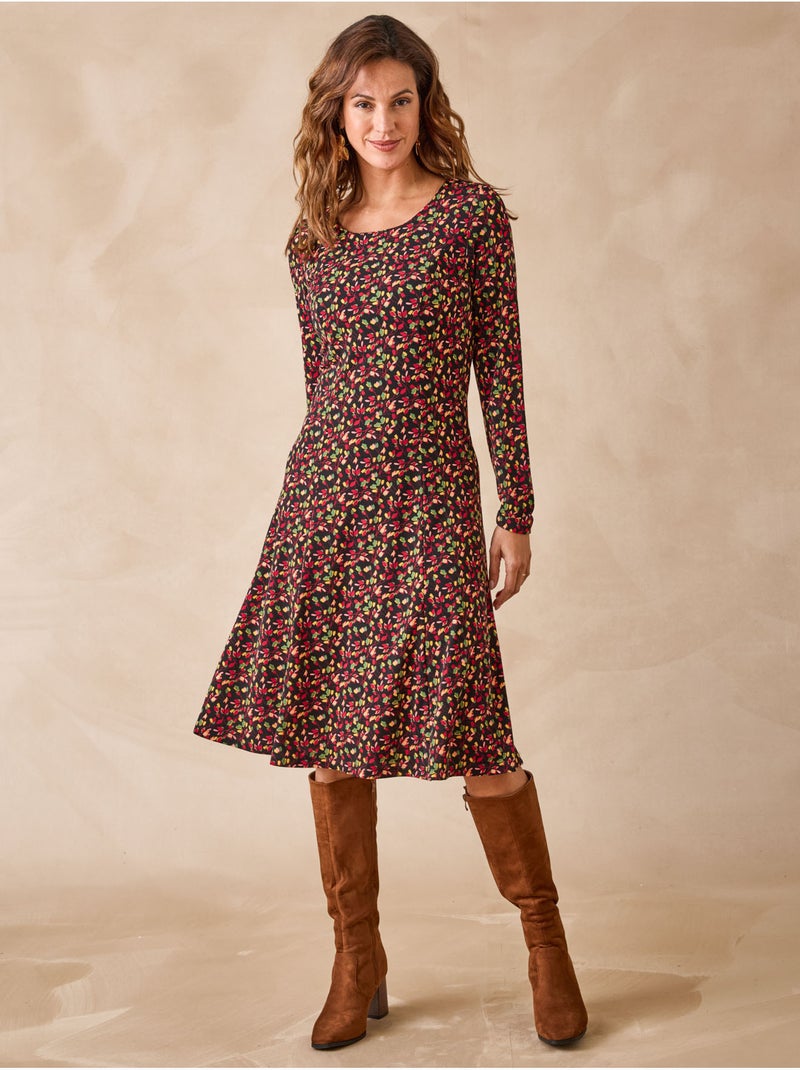 Robe fluide manches longues - DAXON Noir Multicolore - Kiabi