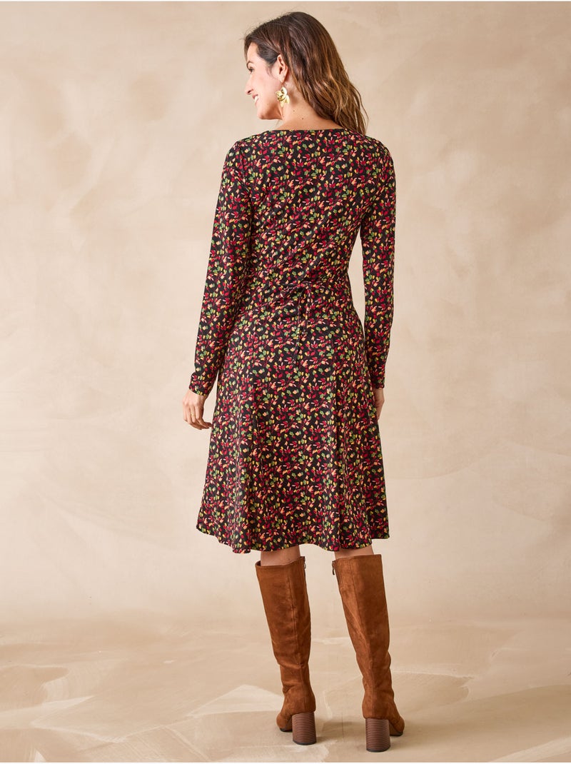Robe fluide manches longues - DAXON Noir Multicolore - Kiabi