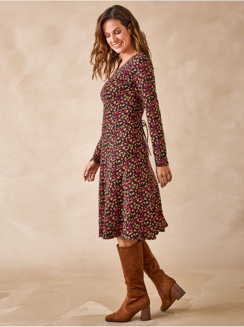 Robe fluide manches longues - DAXON Noir Multicolore - Kiabi