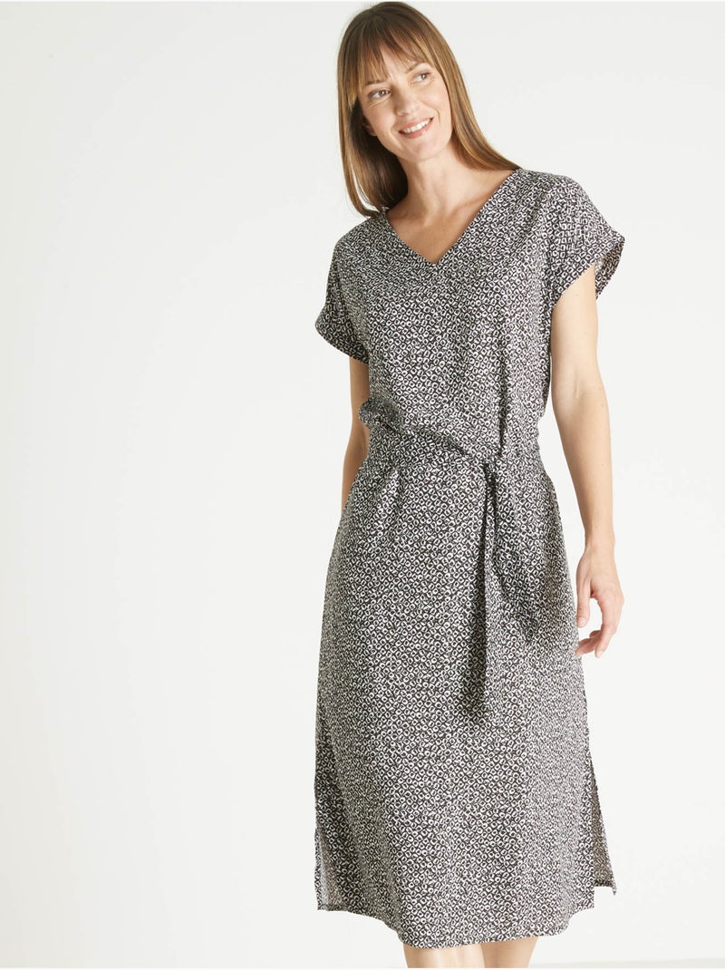 Robe fluide manches T - DAXON Noir Multicolore - Kiabi