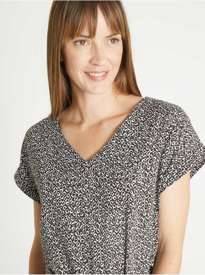 Robe fluide manches T - DAXON Noir Multicolore - Kiabi
