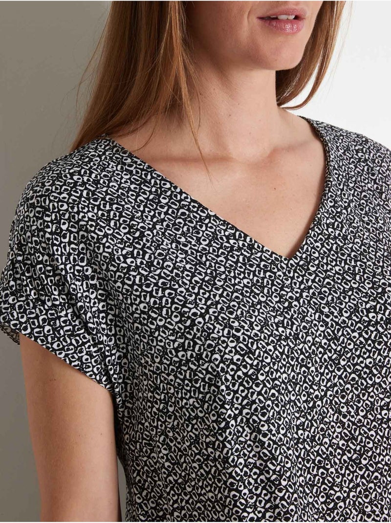 Robe fluide manches T - DAXON Noir Multicolore - Kiabi