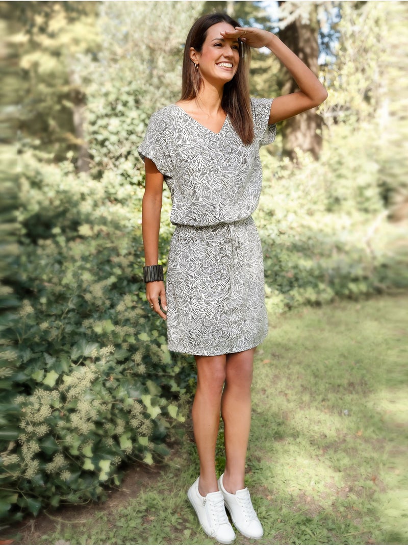 Robe fluide manches T - DAXON Noir Orange Blanc - Kiabi