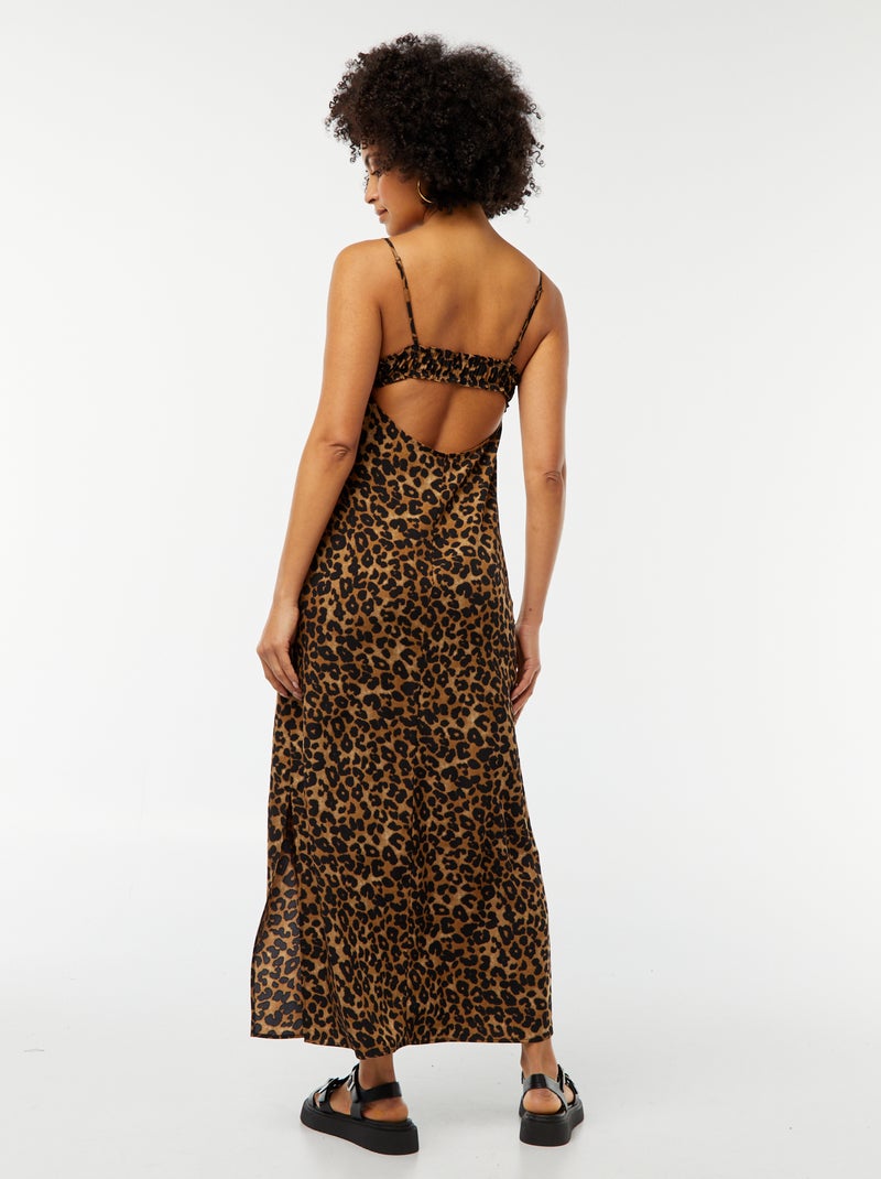 Robe fluide midi avec haut effet nuisette Léopard - Kiabi