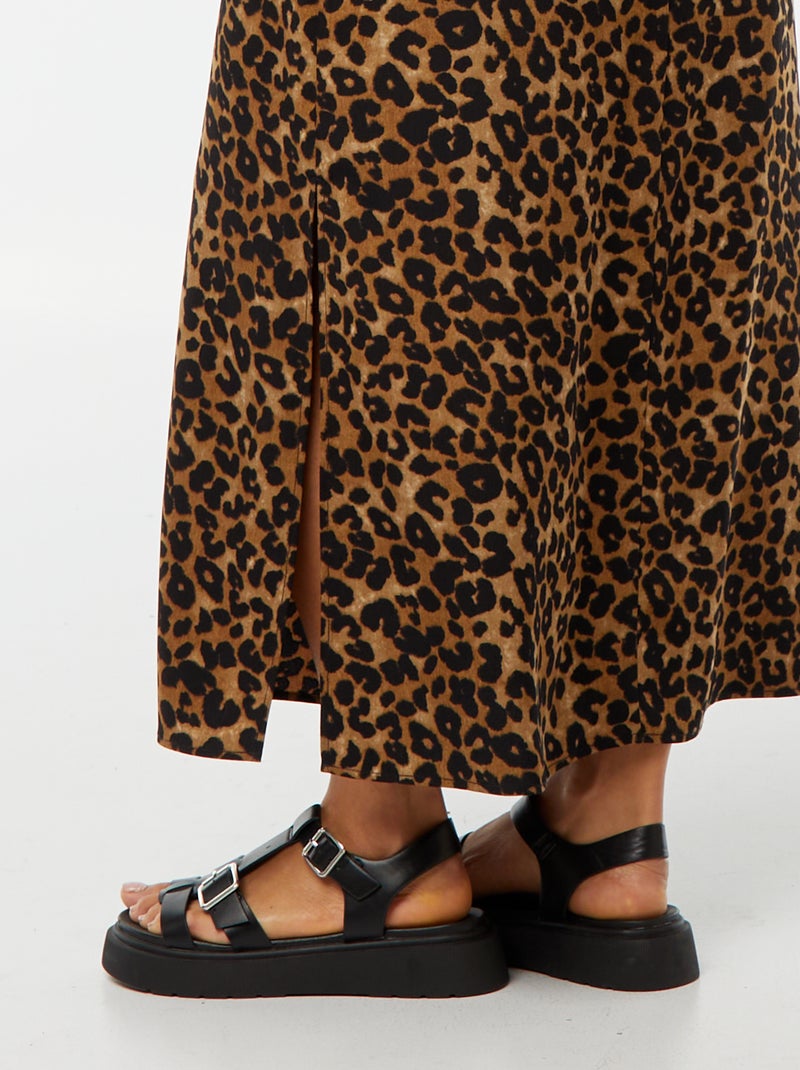 Robe fluide midi avec haut effet nuisette Léopard - Kiabi