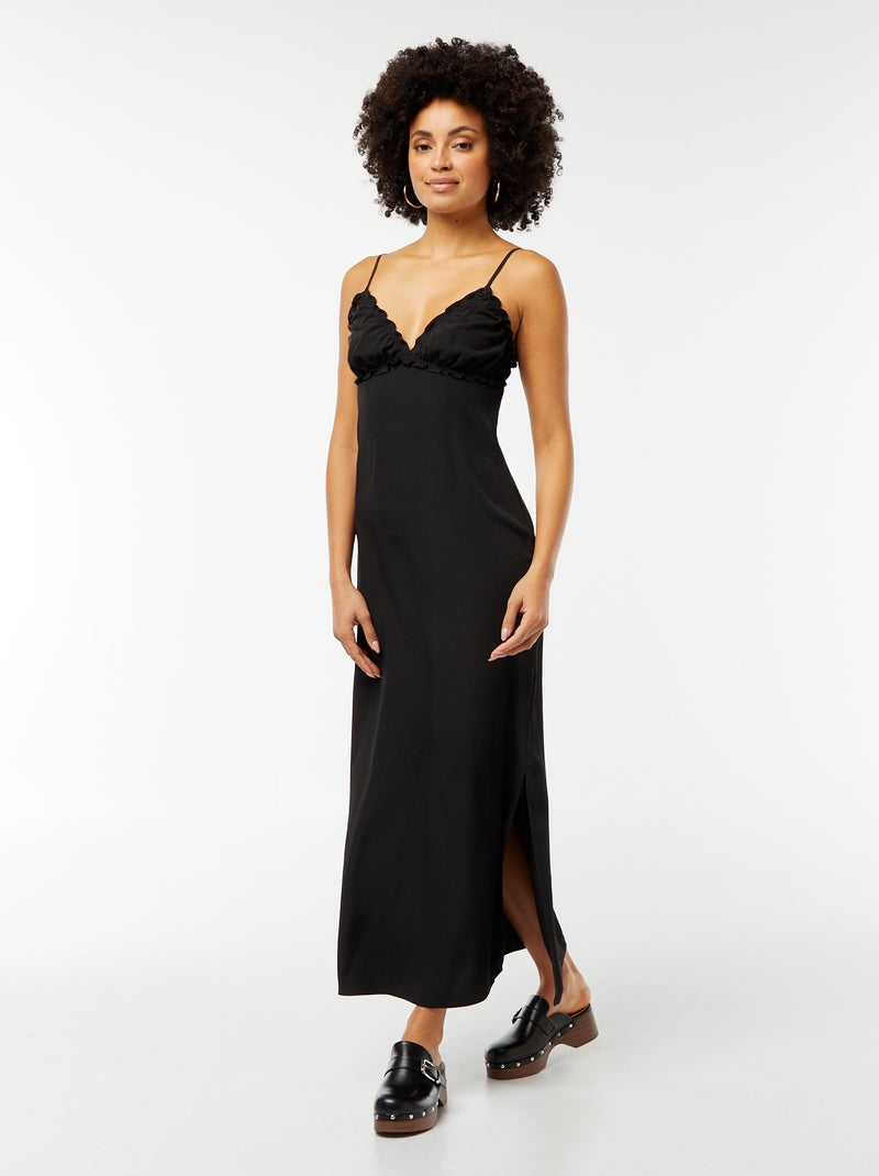 Robe fluide midi avec haut effet nuisette Noir - Kiabi