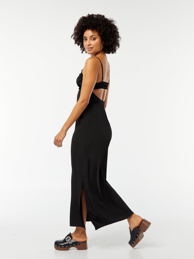 Robe fluide midi avec haut effet nuisette Noir - Kiabi