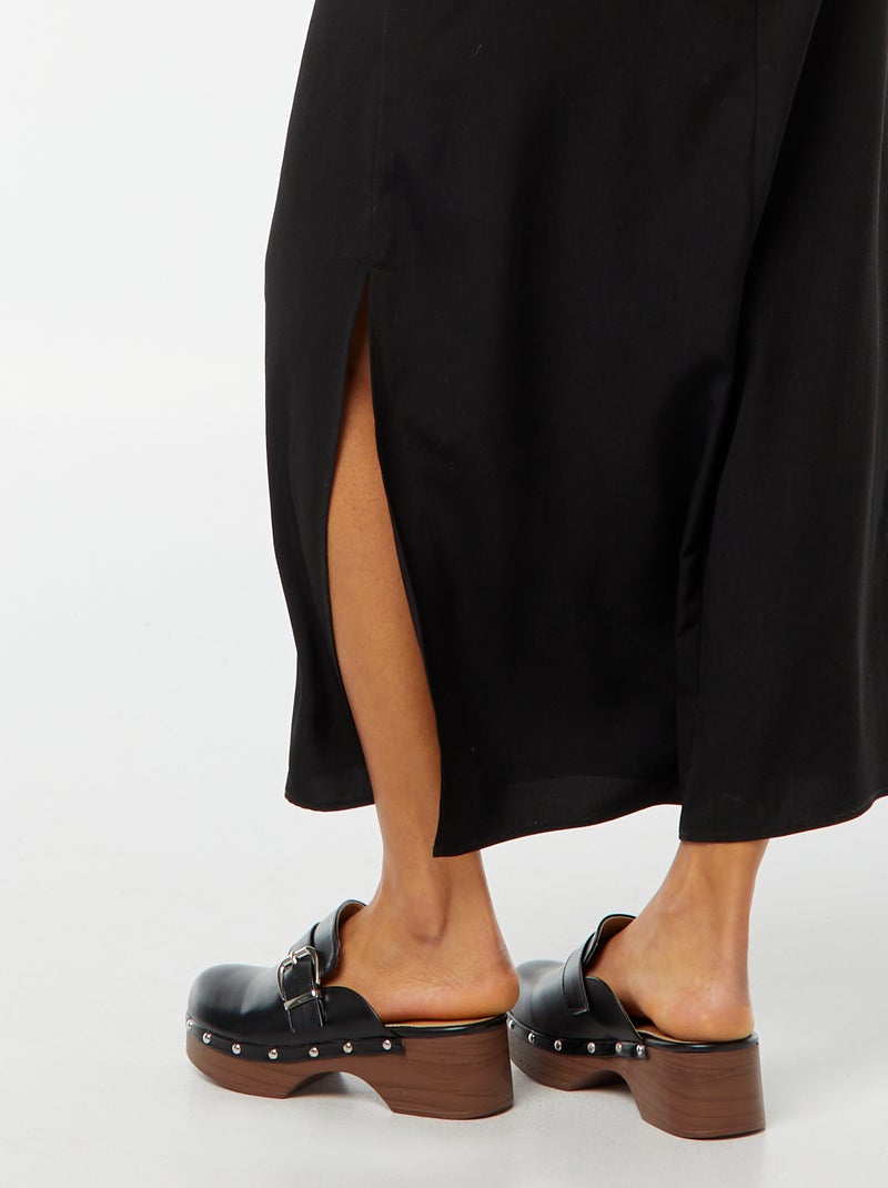 Robe fluide midi avec haut effet nuisette Noir - Kiabi