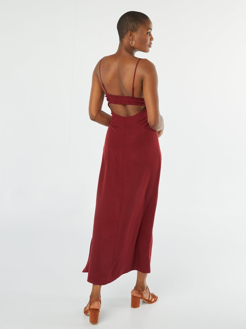 Robe fluide midi avec haut effet nuisette Rouge bordeaux - Kiabi