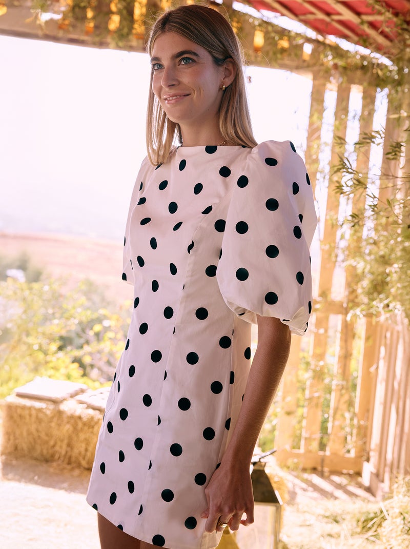 Robe forme ballon à manches courtes Blanc - Kiabi