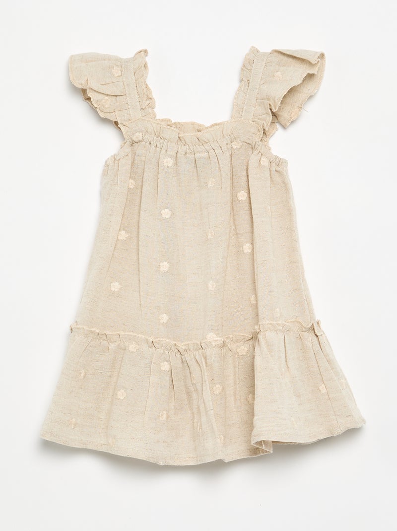 Robe forme boule avec broderies anglaises Jaune - Kiabi