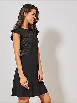 Robe forme patineuse et dentelle - Kiabi