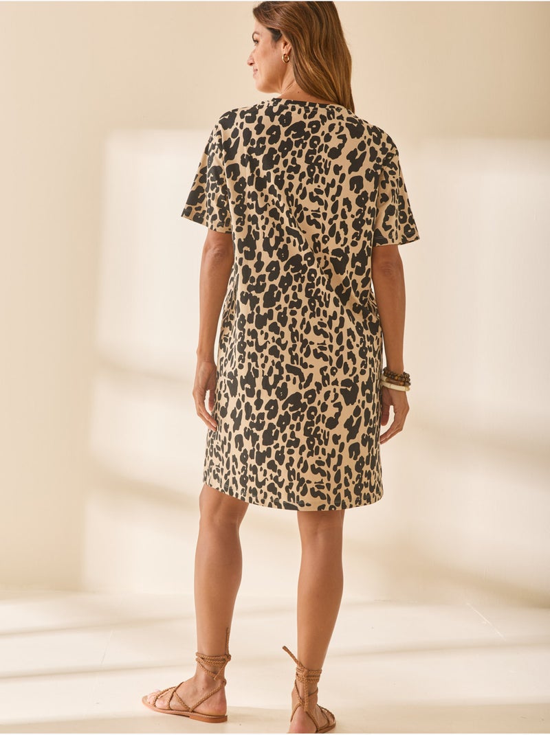 Robe forme t-shirt coupe ample - DAXON Blanc Marron Noir - Kiabi