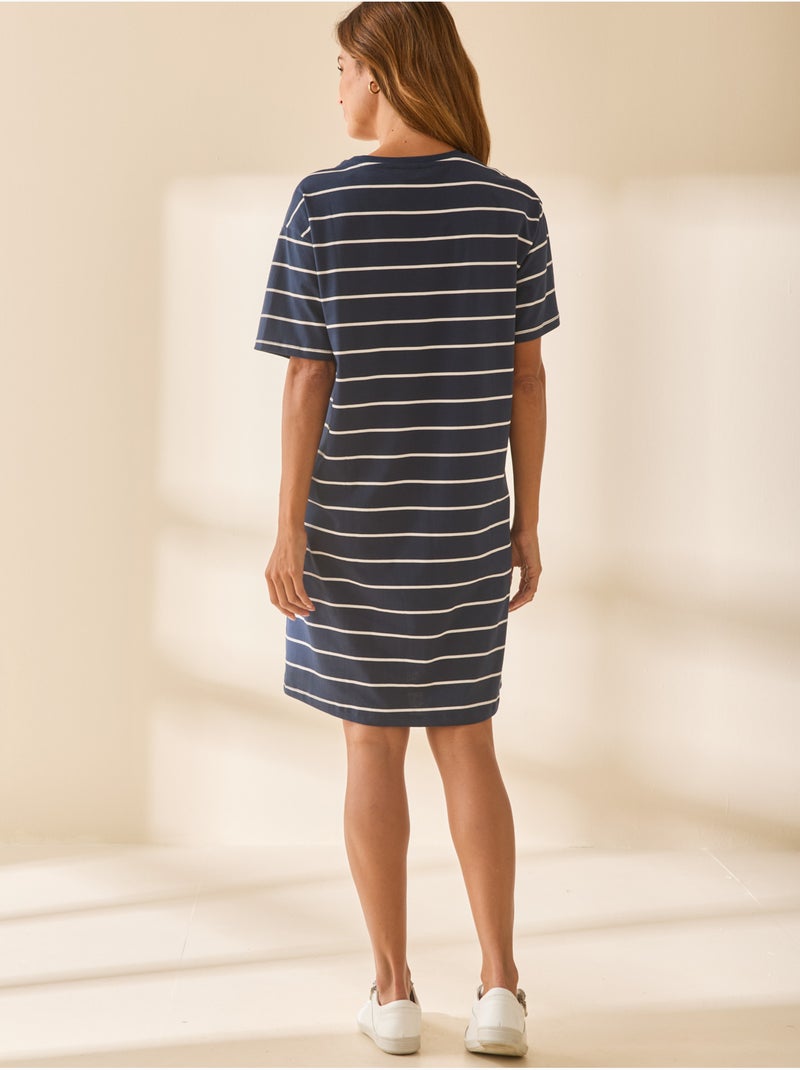Robe forme t-shirt coupe ample - DAXON Marine/Ecru - Kiabi