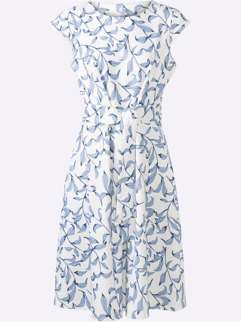 Robe Fourreau Lien à Nouer Pour Régler La Largeur - Taille Standard - Helline Bleu Ecru - Kiabi