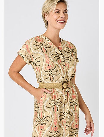 Robe gaufrée + ceinture - Damart