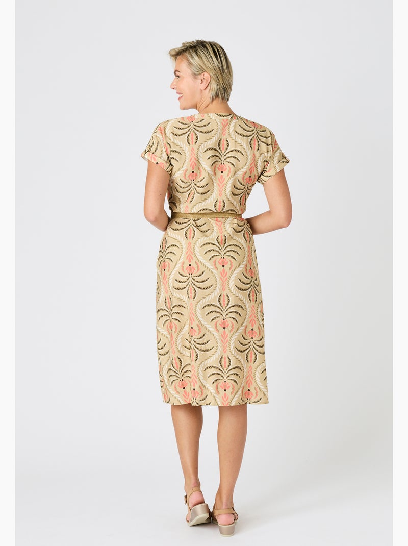 Robe gaufrée + ceinture - Damart Marron - Kiabi