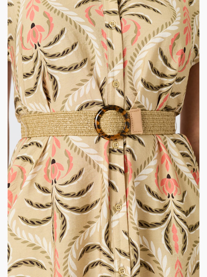 Robe gaufrée + ceinture - Damart Marron - Kiabi