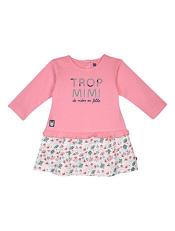 Robe geranium interlock manches longues bebe
