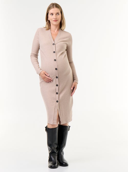 Robe gilet de maternité boutonnée en maille côtelée - Kiabi Robe gilet de maternité boutonnée en maille côtelée - Kiabi