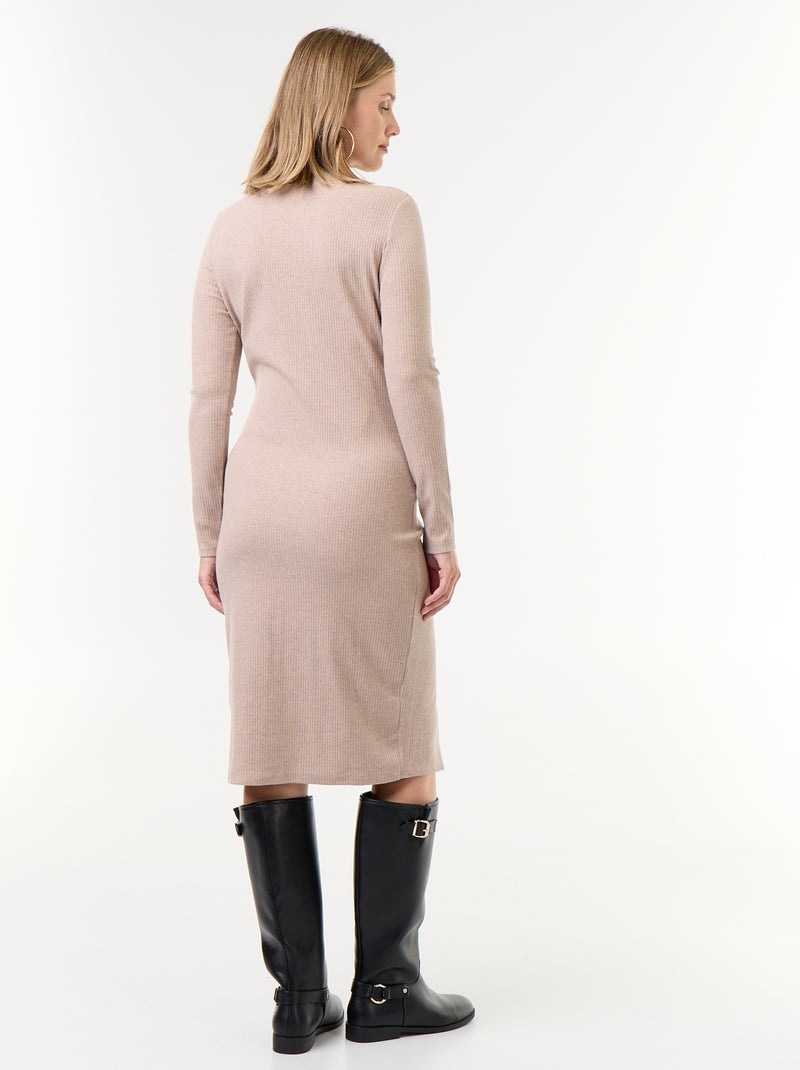 Robe gilet de maternité boutonnée en maille côtelée Beige - Kiabi
