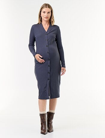 Robe gilet de maternité boutonnée en maille côtelée