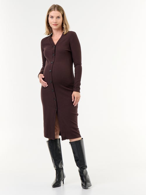 Robe gilet de maternité boutonnée en maille côtelée - Kiabi Robe gilet de maternité boutonnée en maille côtelée - Kiabi