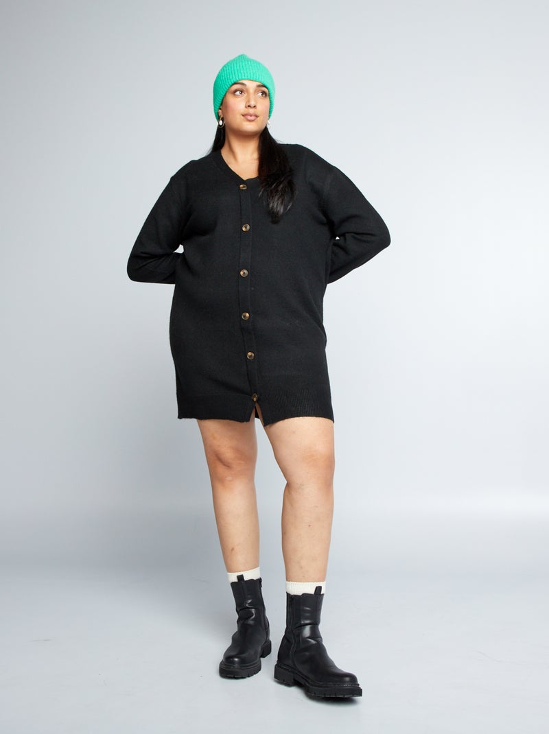 Robe gilet en maille noir - Kiabi