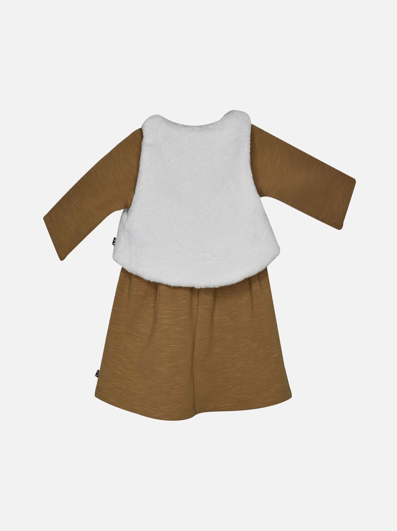 ROBE GILET S/S MANCHE IRMINE MOLLETON BEBE Marron - Kiabi