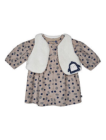 Robe gilet ss mches pepita velours cotele manches longues