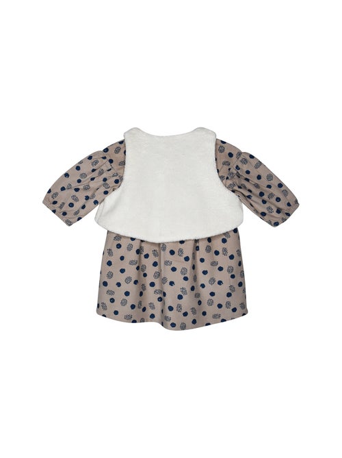 Robe gilet ss mches pepita velours cotele manches longues - Kiabi