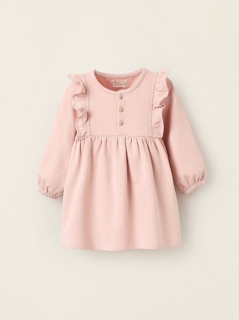 Robe Grattée avec Volants Rose clair - Kiabi