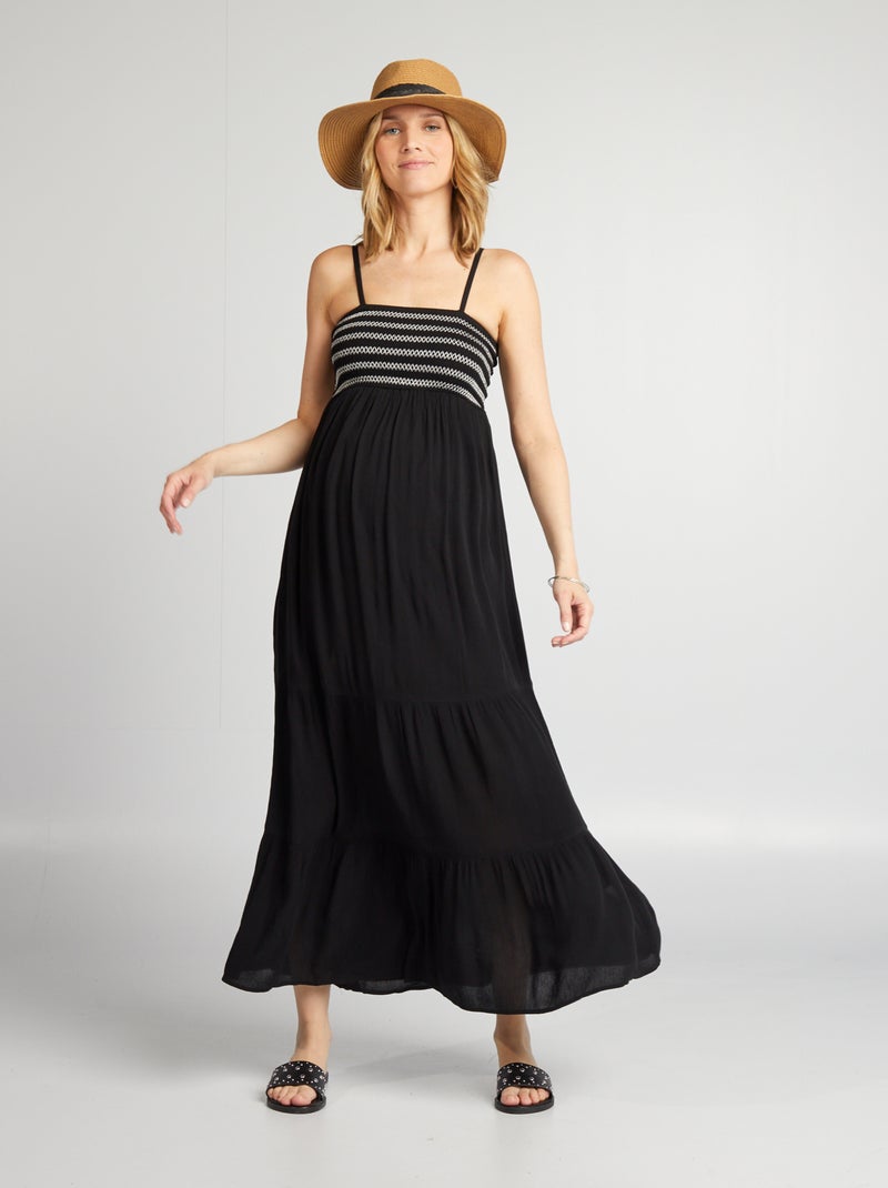 Robe De Grossesse Manches Longues Col Rond – Robe Mi-Longue Moulante Confort Femme Enceinte