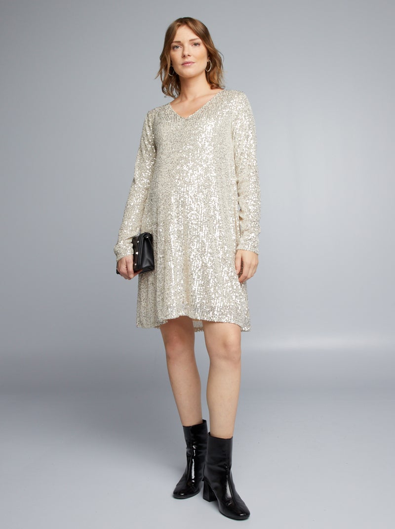 Robe grossesse à sequins Beige doré - Kiabi