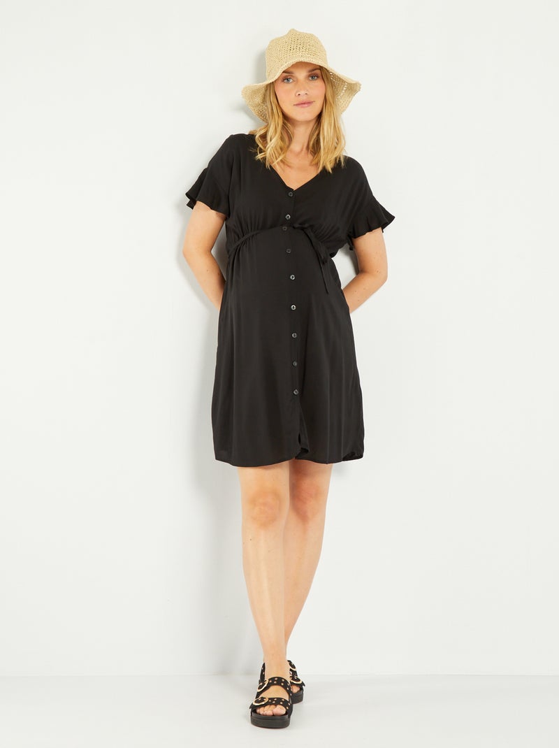 Robe grossesse droite unie noir - Kiabi