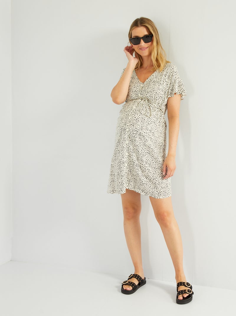 Robe grossesse droite unie Noir/blanc - Kiabi