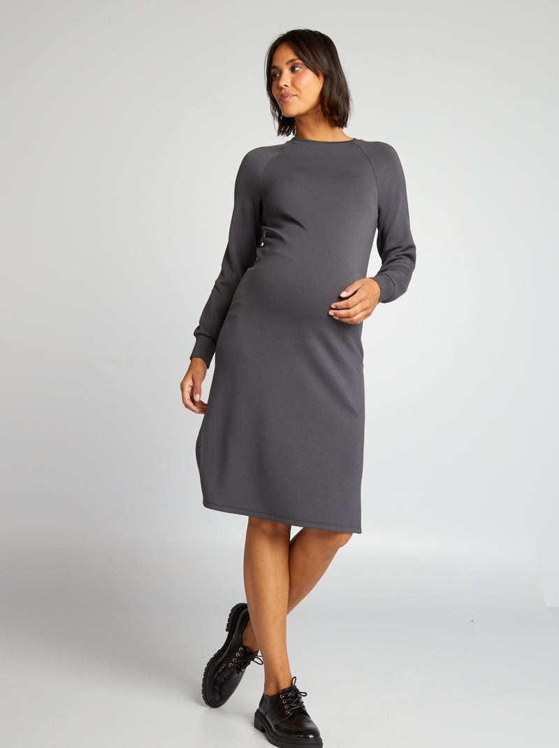 Robe grossesse en matière douce gris foncé - Kiabi
