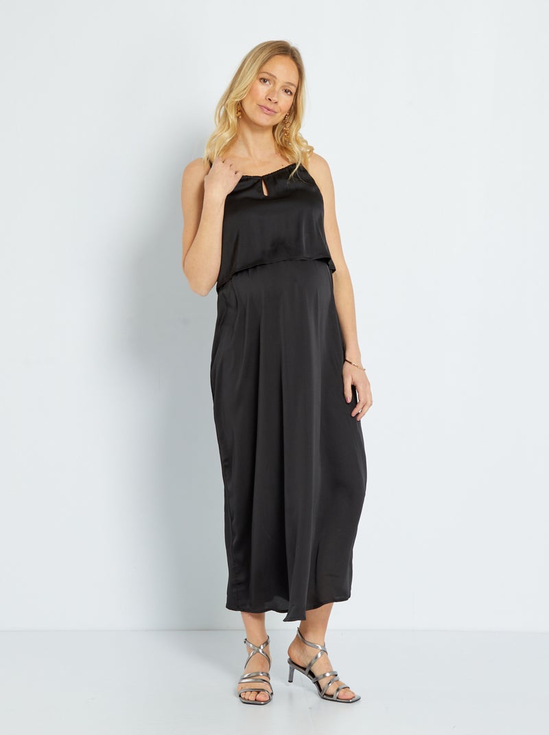 Robe grossesse en satin noir - Kiabi