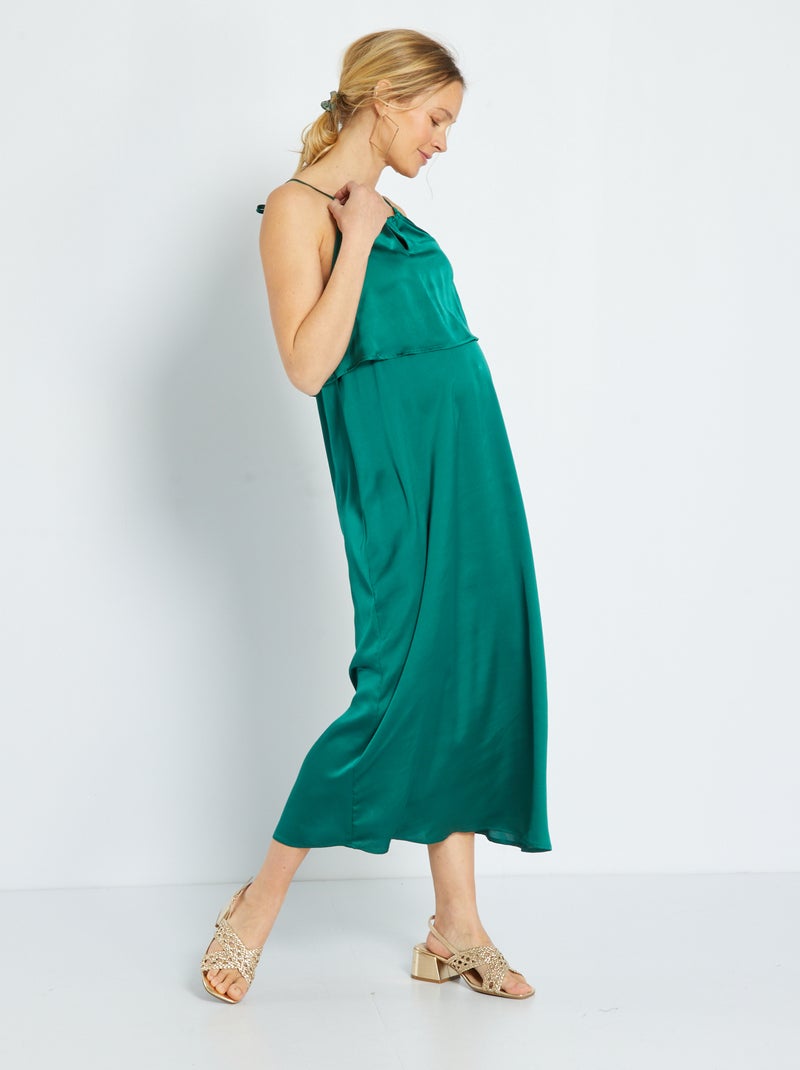 Robe grossesse en satin Vert - Kiabi