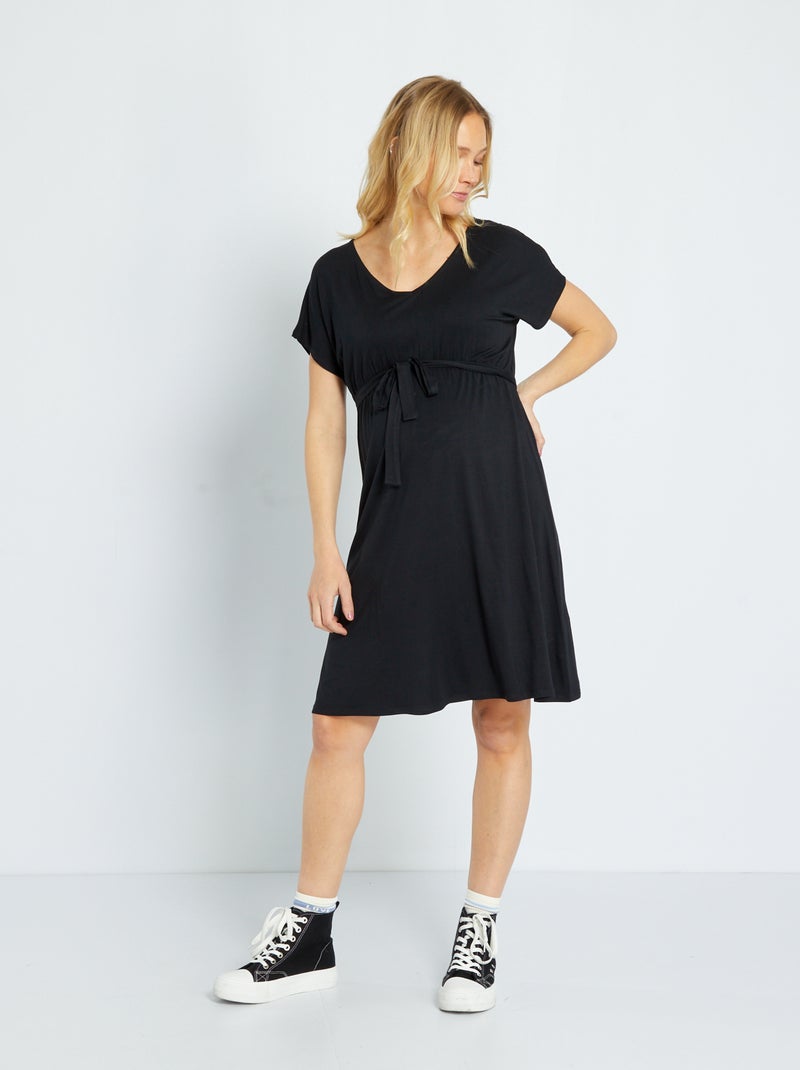 Robe grossesse encolure V noir - Kiabi