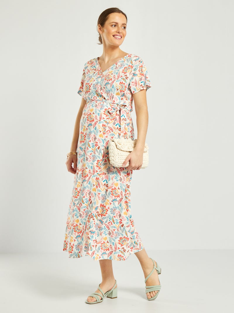 Robe grossesse imprimée Blanc imprimé - Kiabi