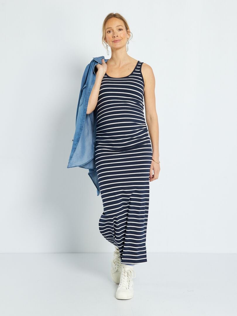 Robe grossesse longue à 'rayures' Bleu - Kiabi