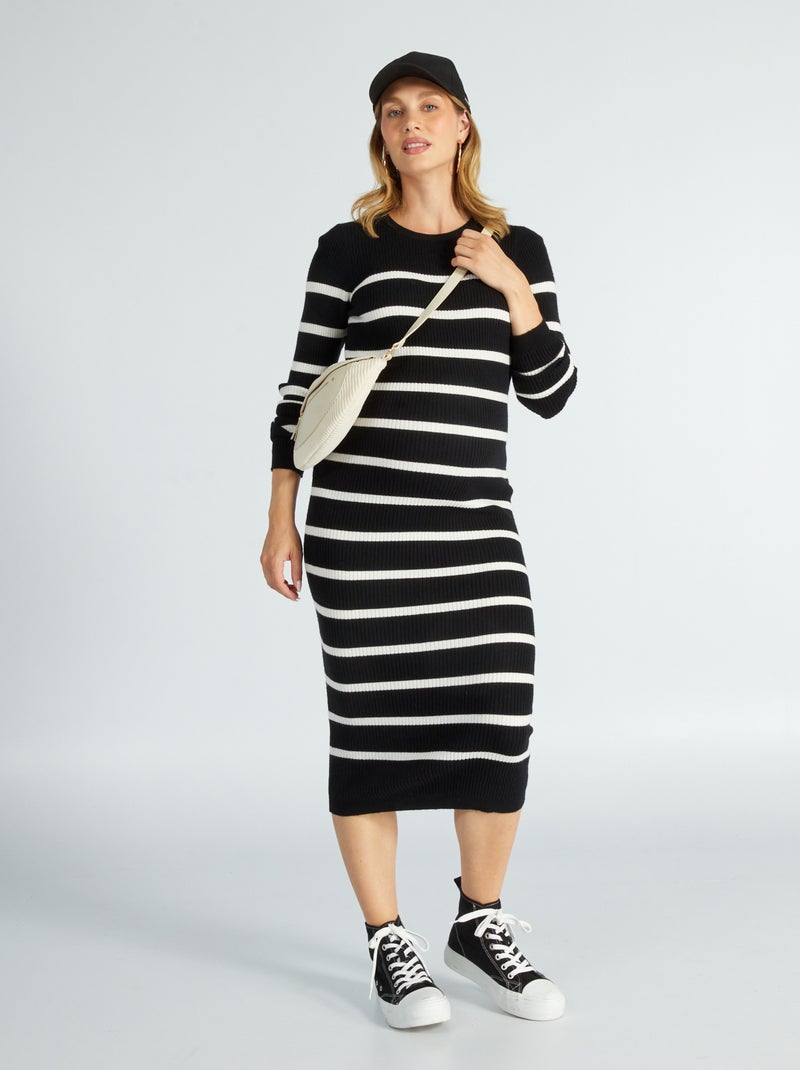 Robe grossesse Noir rayé - Kiabi