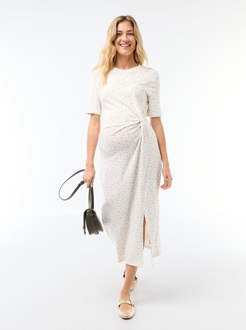 Robe grossesse torsadée devant Beige - Kiabi