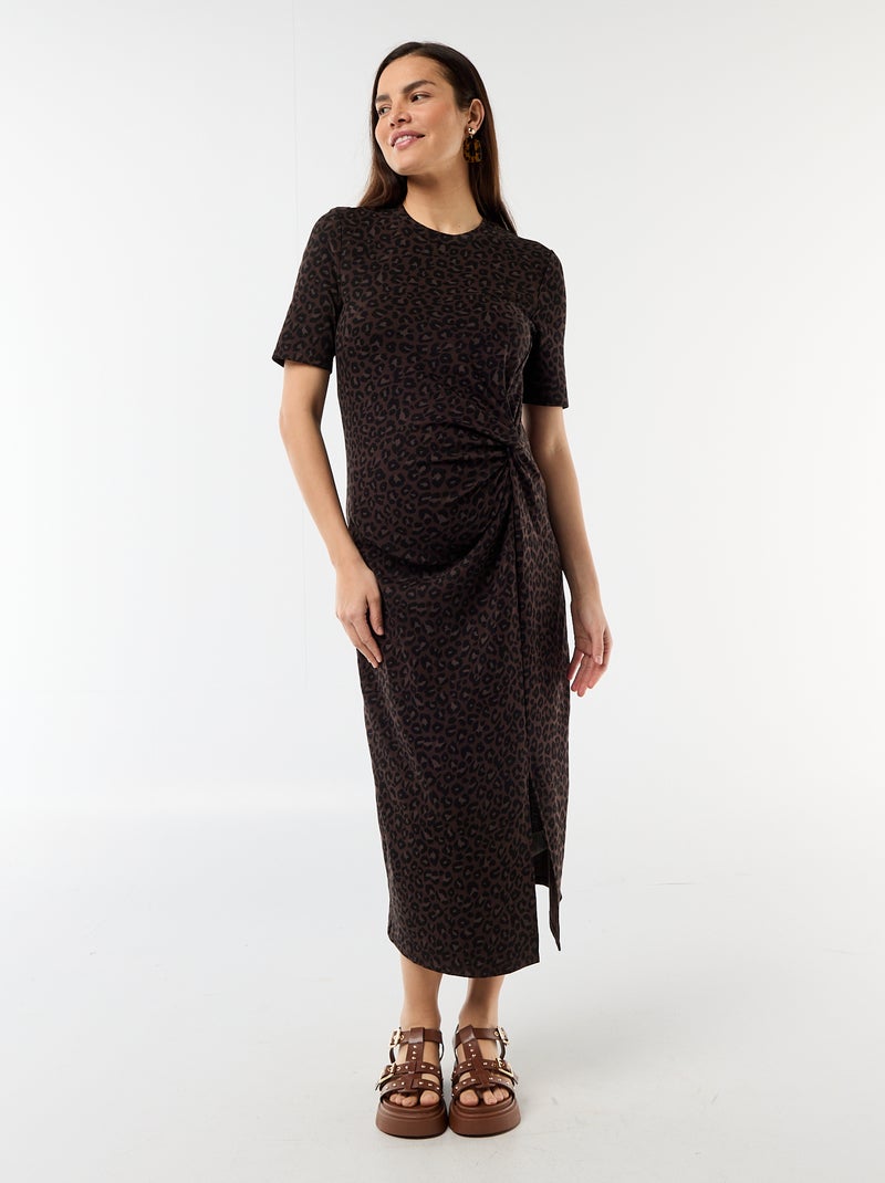 Robe grossesse torsadée devant Marron - Kiabi