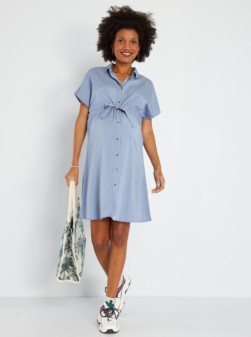Robe grossesse type chemise Bleu - Kiabi
